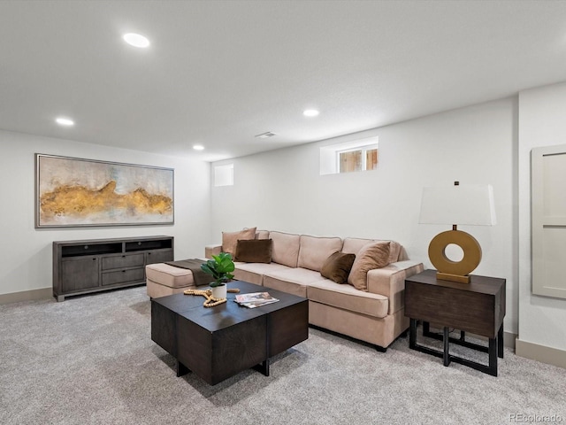883 S Downing St, Denver, CO 80209 - living area featuring light carpet and recessed lighting