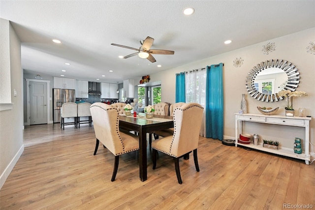 3340 Afternoon Cir, Colorado Springs, CO 80910 - dining space featuring ceiling fan, recessed lighting, and light wood finished floors