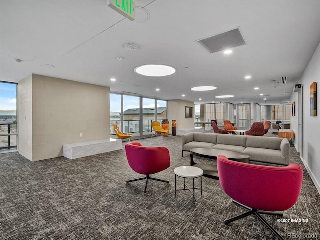 lobby with a water view