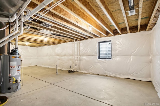 basement with water heater