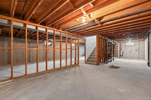 basement with stairway