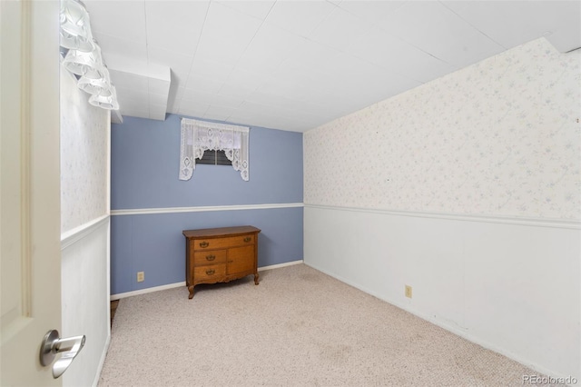 basement featuring carpet flooring