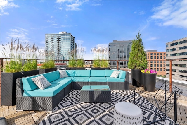 1610 Little Raven St Unit Ph6, Denver, CO 80202 - deck featuring outdoor lounge area and a city view