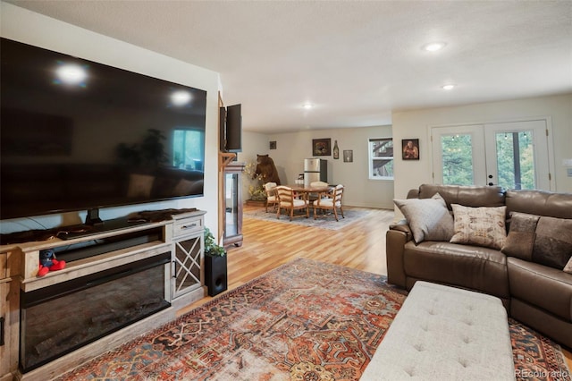 2100 Elk Rdg, Divide, CO 80814 - living room featuring wood finished floors, recessed lighting, french doors, and baseboards
