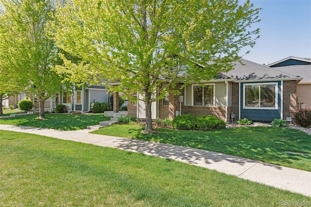 660 Callisto Dr, Loveland, CO 80537 - view of front facade with brick siding and a front yard