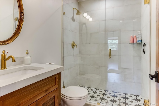 47 Wykagyl Cir, Westcliffe, CO 81252 - bathroom with vanity, a stall shower, and toilet