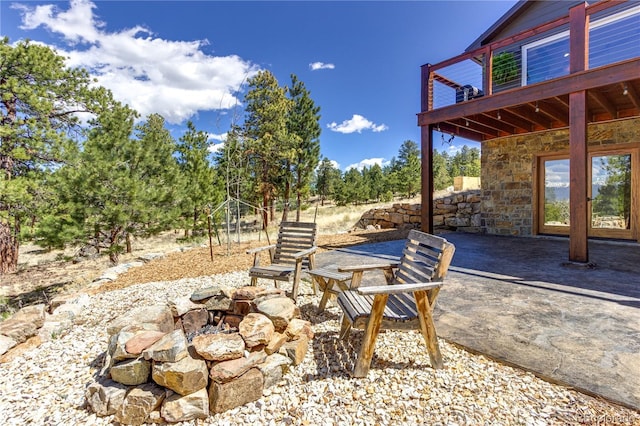 47 Wykagyl Cir, Westcliffe, CO 81252 - view of patio featuring an outdoor fire pit