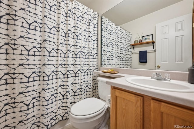 6760 Oakwood Blvd, Colorado Springs, CO 80923 - full bath featuring vanity, toilet, and a shower with curtain