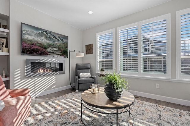 living area featuring hardwood / wood-style flooring