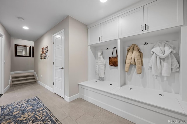 mudroom featuring light tile patterned floors