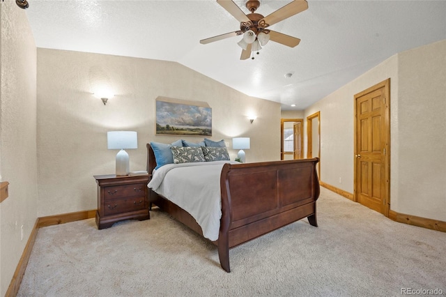 205 Beech St, Hudson, CO 80642 - bedroom with lofted ceiling, carpet flooring, and a ceiling fan