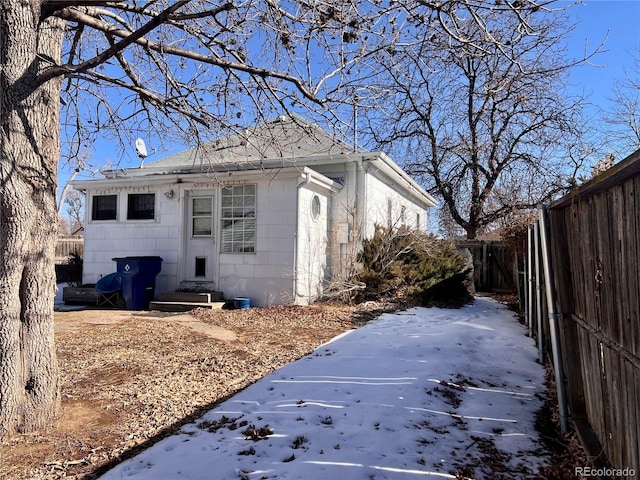 view of snowy exterior