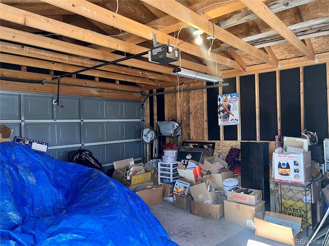 garage with a garage door opener