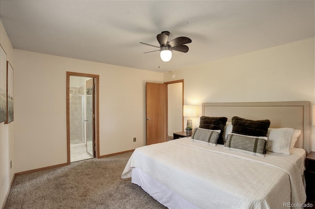 31150 Manitoba Dr, Evergreen, CO 80439 - carpeted bedroom featuring ceiling fan and ensuite bathroom
