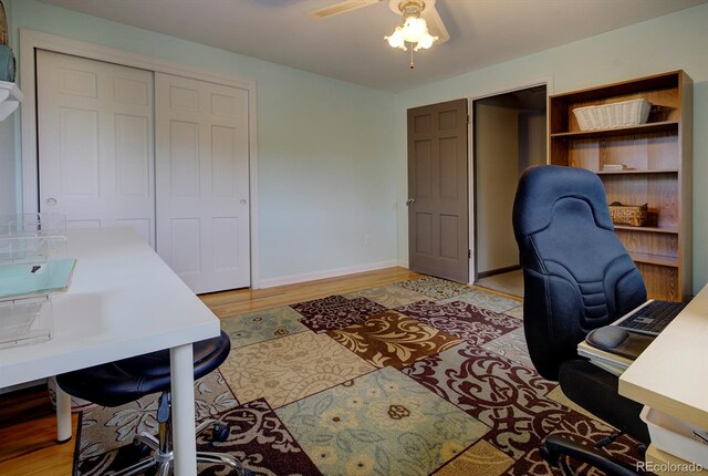 10373 W 75th Ave, Arvada, CO 80005 - office featuring a ceiling fan and light wood finished floors