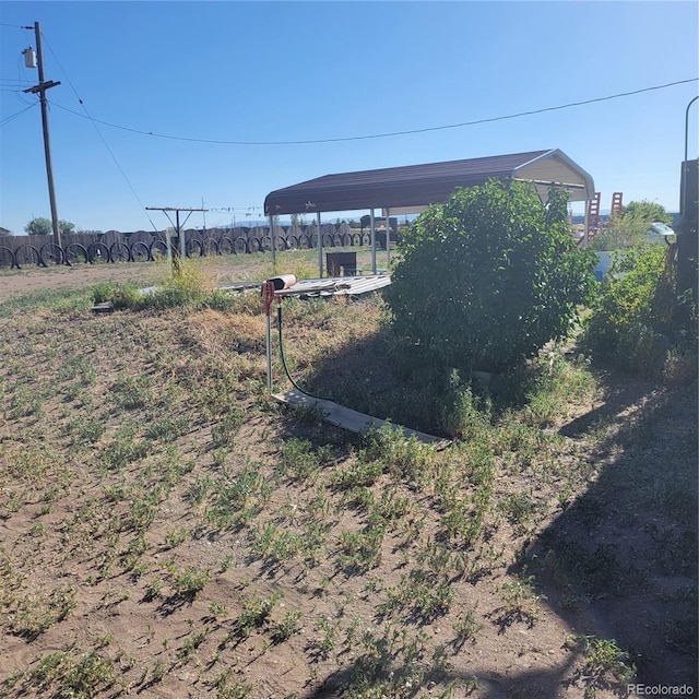 view of yard featuring a carport