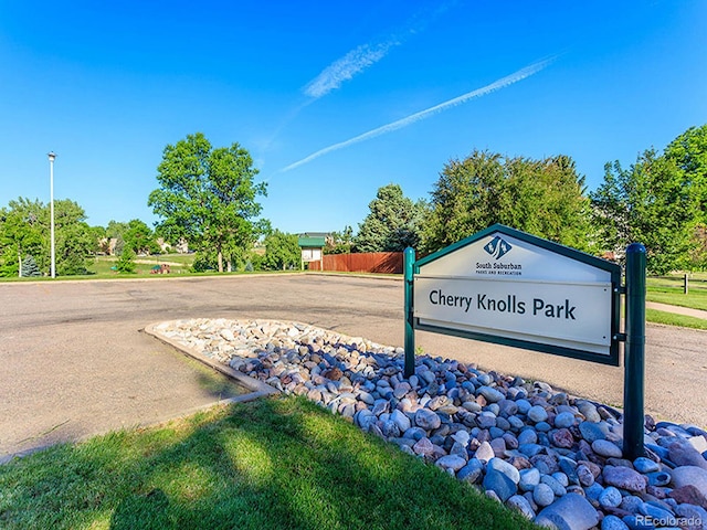 view of community sign