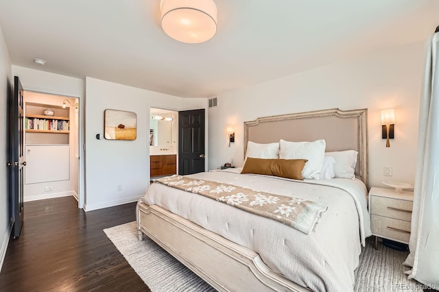 3695 E Dartmouth Ave, Denver, CO 80210 - bedroom featuring dark wood-type flooring and ensuite bath