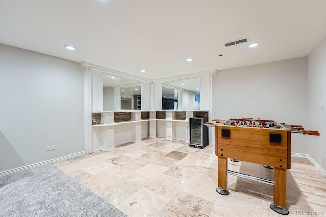 3695 E Dartmouth Ave, Denver, CO 80210 - recreation room featuring beverage cooler and recessed lighting