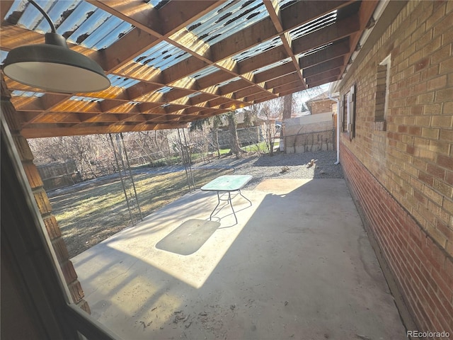 view of patio featuring a pergola