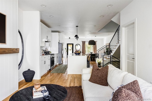 living room featuring light hardwood / wood-style flooring