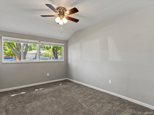 1785 Geneva St, Aurora, CO 80010 - carpeted empty room with healthy amount of natural light, vaulted ceiling, and ceiling fan