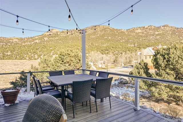 deck featuring a mountain view