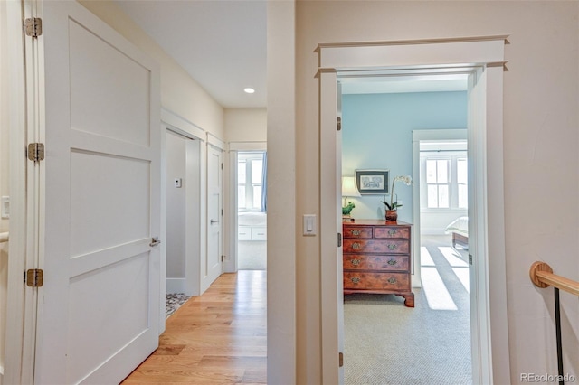 hall featuring light wood-type flooring