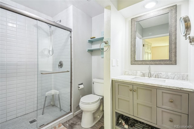 8150 W Calhoun Dr, Littleton, CO 80123 - full bath featuring a shower stall, toilet, and vanity