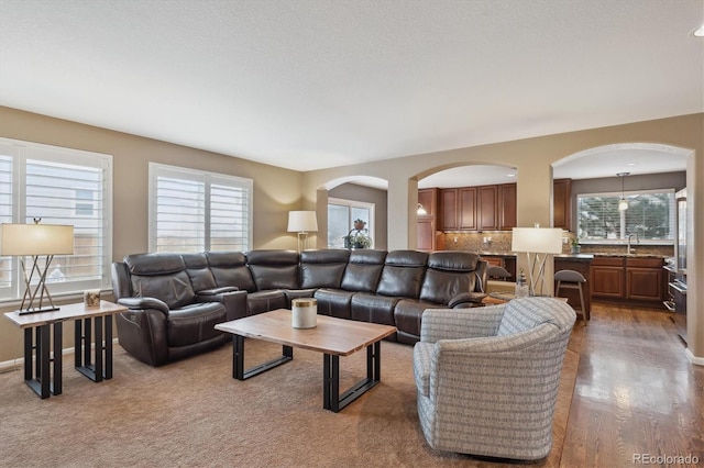 living area with baseboards