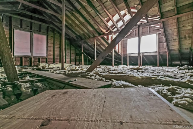 unfinished attic with a wealth of natural light