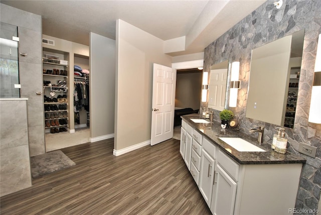 bathroom featuring wood-type flooring and vanity