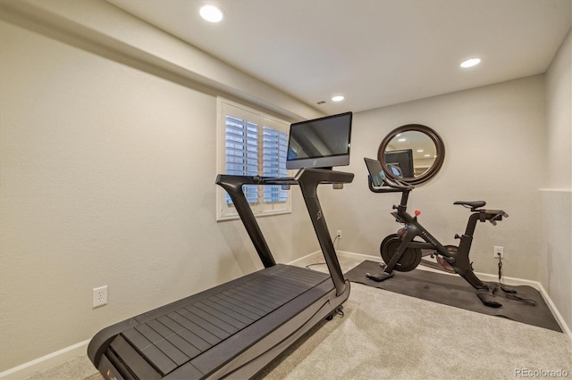 exercise area with carpet flooring