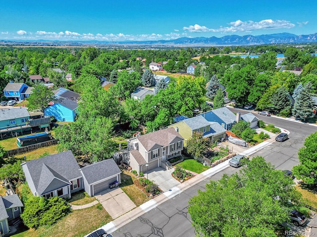 bird's eye view with a mountain view