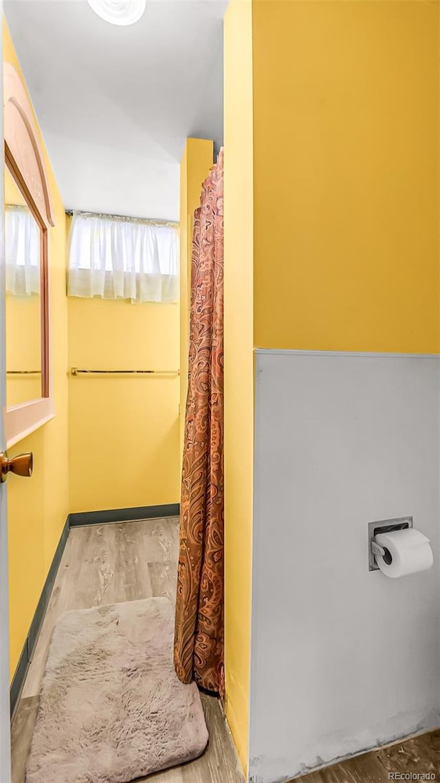 bathroom featuring wood-type flooring