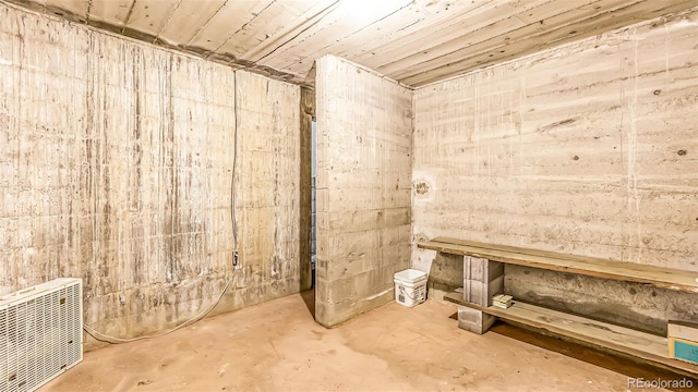 view of sauna with concrete flooring