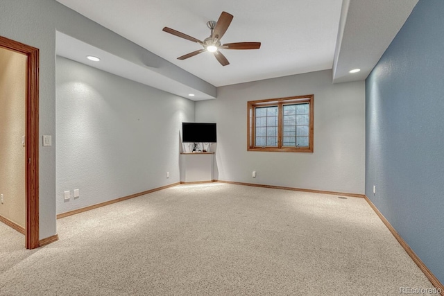 14581 E Oberlin Pl, Aurora, CO 80014 - carpeted spare room with a ceiling fan, recessed lighting, baseboards, and a textured wall