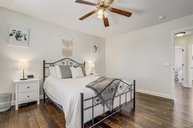 9643 Yukon Way, Colorado Springs, CO 80925 - bedroom with hardwood / wood-style flooring, baseboards, and a ceiling fan