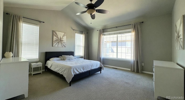 1254 Carlyle Park Cir, Highlands Ranch, CO 80129 - carpeted bedroom with vaulted ceiling and ceiling fan