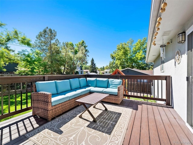 deck featuring an outdoor hangout area