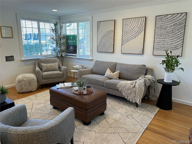 751 Eudora St, Denver, CO 80220 - living room with plenty of natural light, wood finished floors, baseboards, and ornamental molding
