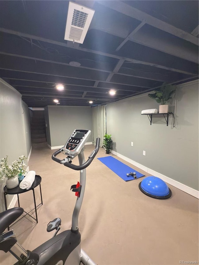 5101 Meade St, Denver, CO 80221 - workout area with baseboards and visible vents