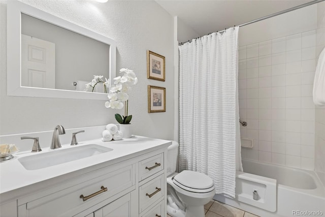 829 Sanctuary Cir, Longmont, CO 80504 - full bath with vanity, tile patterned floors, and shower / bathtub combination with curtain