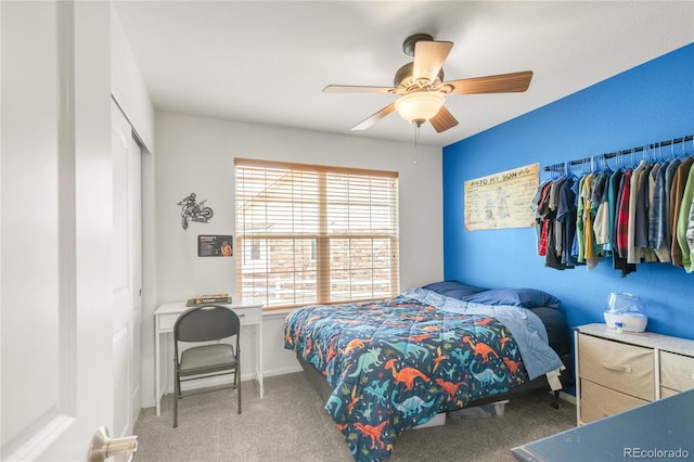 1510 S De Gaulle Cir, Aurora, CO 80018 - bedroom featuring carpet floors, a closet, and ceiling fan