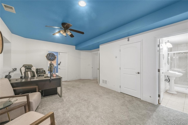1510 S De Gaulle Cir, Aurora, CO 80018 - home office featuring ceiling fan, carpet floors, and baseboards