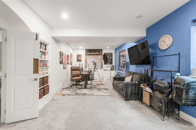 1510 S De Gaulle Cir, Aurora, CO 80018 - living room with carpet floors and recessed lighting