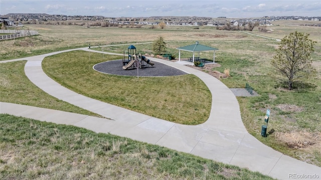 view of community featuring a gazebo and a yard
