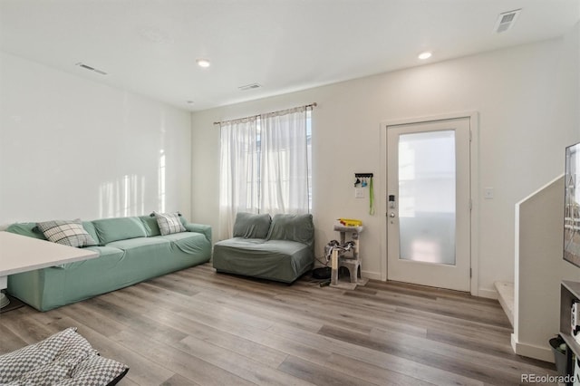 living room featuring light hardwood / wood-style floors