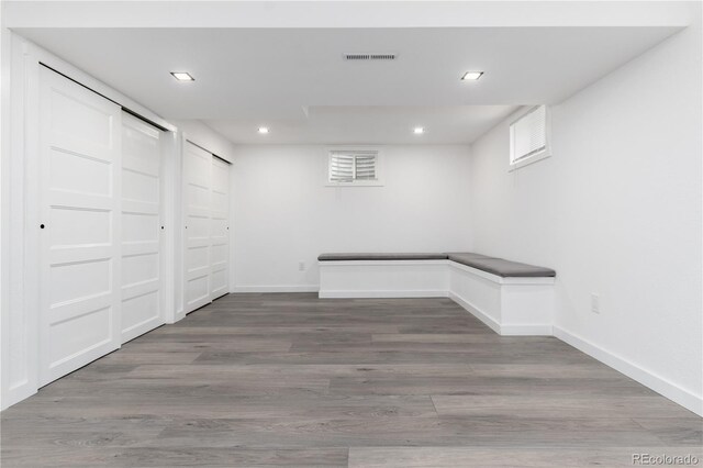5886 S Logan St, Centennial, CO 80121 - basement with baseboards, visible vents, recessed lighting, and wood finished floors