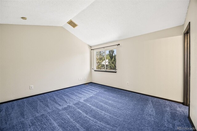 12099 Forest St, Thornton, CO 80241 - carpeted empty room with vaulted ceiling, a textured ceiling, and a smoke detector